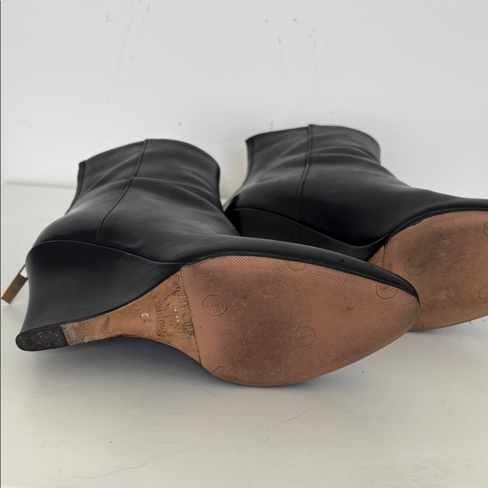 Jimmy Choo Sz 34 Black Leather Ankle Boots Booties - Picture 5 of 7